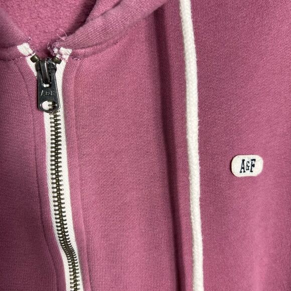 Abercrombie & Fitch cropped zip hoodie mauve Oversized Size Small - Picture 5 of 13